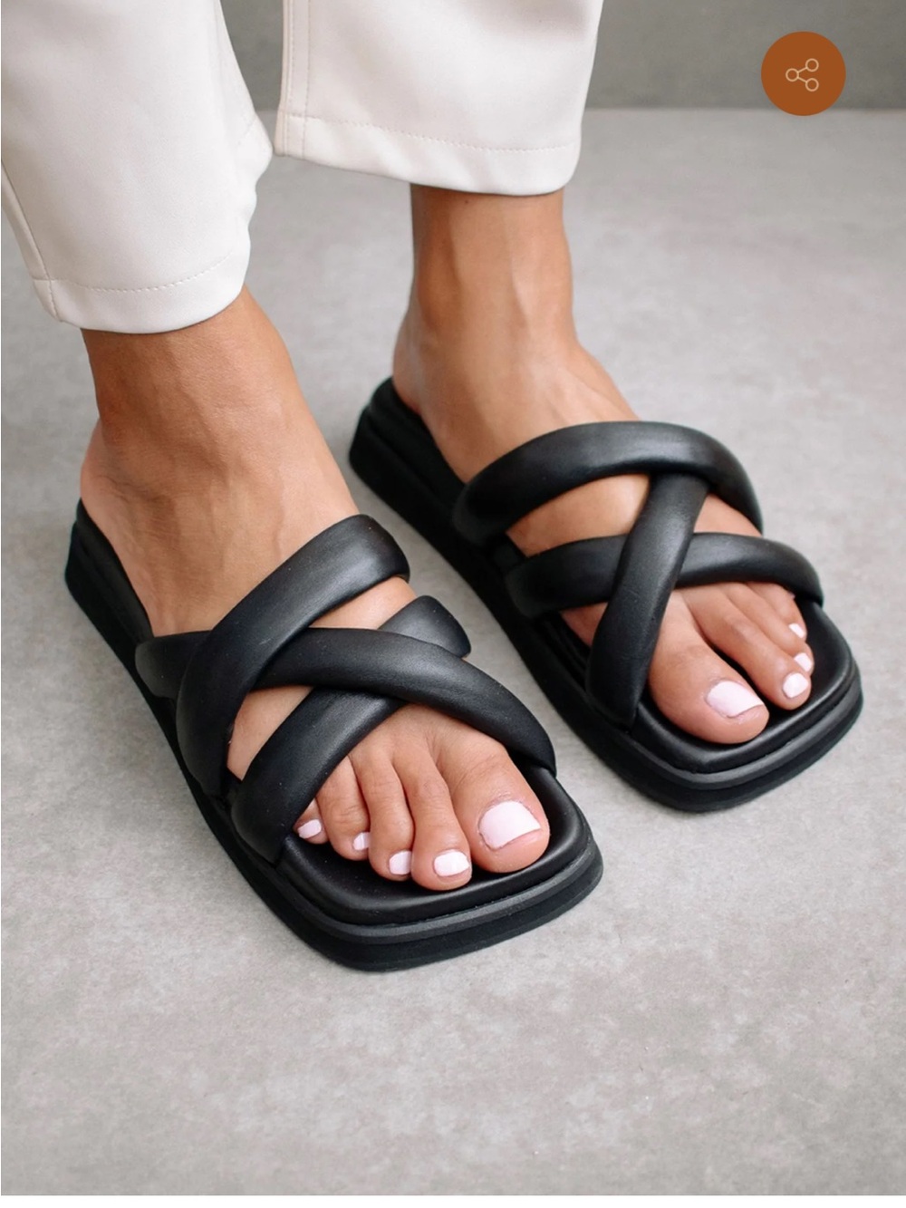 Alohas Slip on Cross Sandal Black Leather Cross-Strap Slide Sandals 39